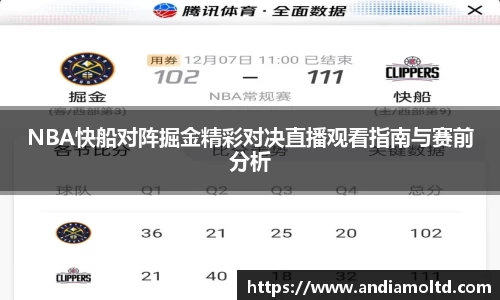 NBA快船对阵掘金精彩对决直播观看指南与赛前分析